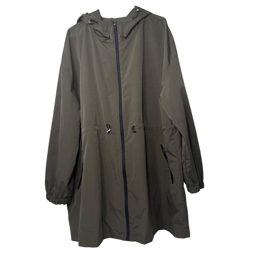 Hanna Nikole Plus 22W Olive Green Hooded Windbreaker Jacket Gorpcore‎ Utility